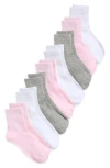 CAPELLI NEW YORK CAPELLI NEW YORK KIDS' PRETTY SOLIDS ASSORTED 8-PACK QUARTER SOCKS