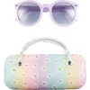 Capelli New York Kids' Round Sunglasses & Daisy Rainbow Case Set In Lilac