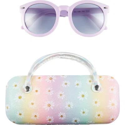 Capelli New York Kids' Round Sunglasses & Daisy Rainbow Case Set In Multi