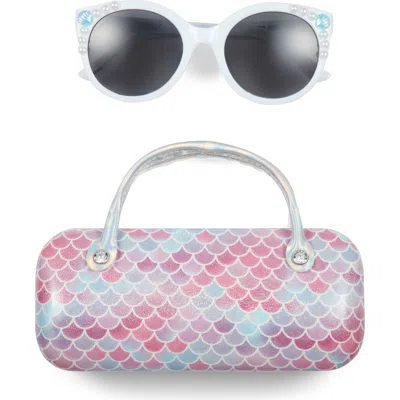 Capelli New York Kids' Round Sunglasses & Mermaid Scale Case Set In Pink Combo