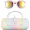 Capelli New York Kids' Round Sunglasses & Ombré Unicorn Case Set In Pink Multi Combo