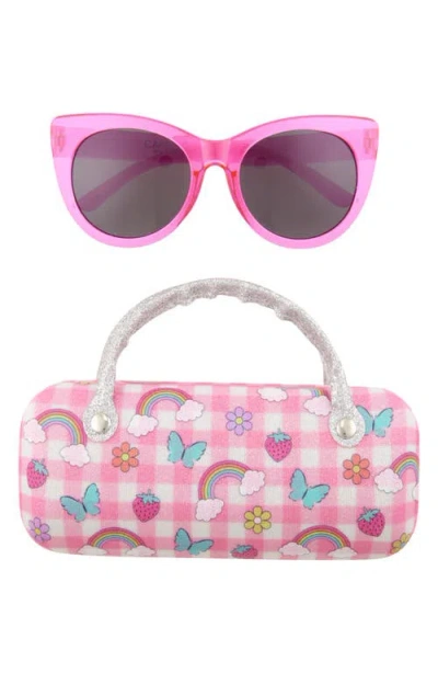 Capelli New York Kids' Round Sunglasses & Picnic Case Set In Pink Combo