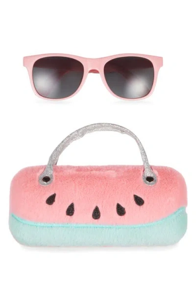 Capelli New York Kids' Round Sunglasses & Watermelon Case Set In Pink