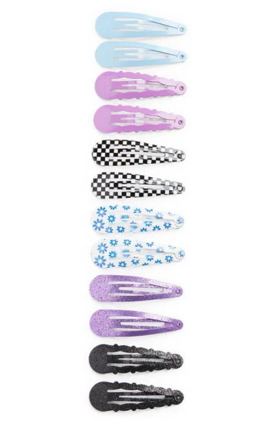Capelli New York Kids' Set Of 12 Assorted Hair Clips In Purple Combo