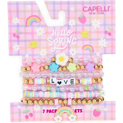 Capelli New York Kids' Set Of 7 Assorted Bracelets Set In Gold