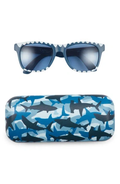Capelli New York Kids' Shark Attack Sunglasses & Case Set In Blue Combo