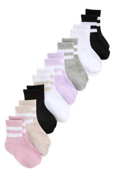 Capelli New York Kids' Sport Stripes Assorted 8-pack Quarter Socks