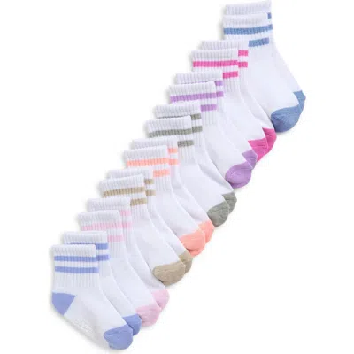Capelli New York Kids' Sporty Stripes Assorted 8-pack Rib Crew Socks In Multi