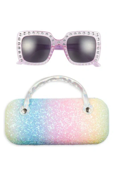 Capelli New York Kids' Square Sunglasses & Glitter Case Set In Cool Combo