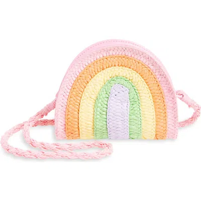 Capelli New York Kids' Straw Rainbow Crossbody Bag In Pink
