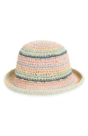 Capelli New York Kids' Stripe Straw Bucket Hat In Tan Pale Multi