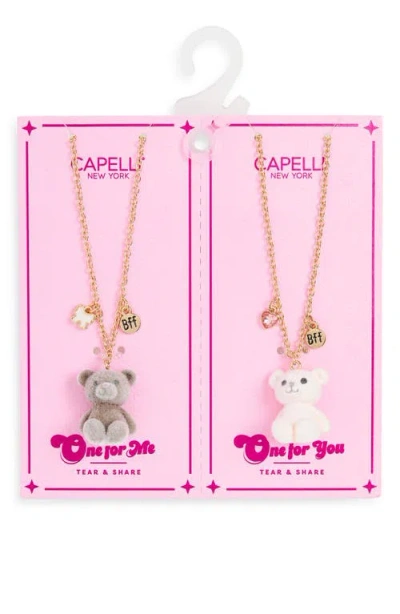 Capelli New York Kids' Tear & Share 2-pack Assorted Bear Necklaces In Gold