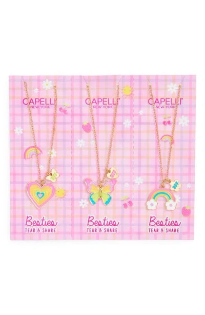Capelli New York Kids' Tear & Share 3-pack Assorted Best Friend Necklaces In Multi
