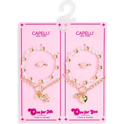 Capelli New York Kids' Tear & Share 6-piece Bracelet, Ring & Necklace Set In Gold