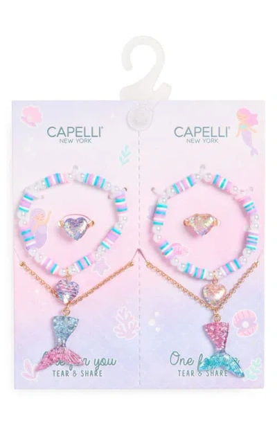 Capelli New York Kids' Tear & Share 6-piece Bracelet, Ring & Necklace Set In Multi