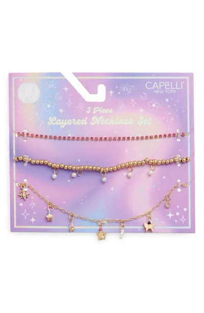 Capelli New York Kids' Three-pack Necklaces In Gold Combo