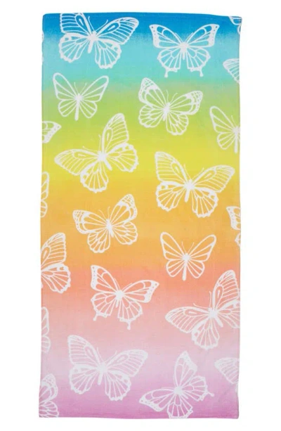 Capelli New York Kids' Ombre Butterfly Rainbow Beach Towel In Pink