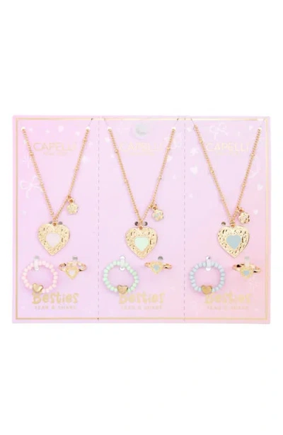 Capelli New York Kids'  Pack Of 3 Bff Necklace & Rings Sets In Gold Combo
