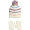 Capelli New York Pompom Beanie & Mittens Set In Multi
