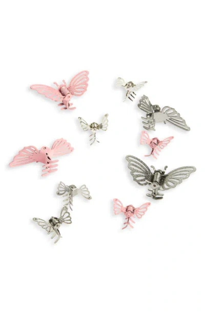 Capelli New York Kids' Set Of 10 Butterfly Clips In Pink Combo