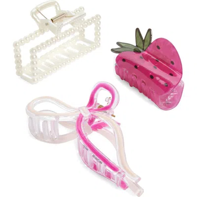 Capelli New York Kids'  Set Of 3 Assorted Claw Clips In Pink