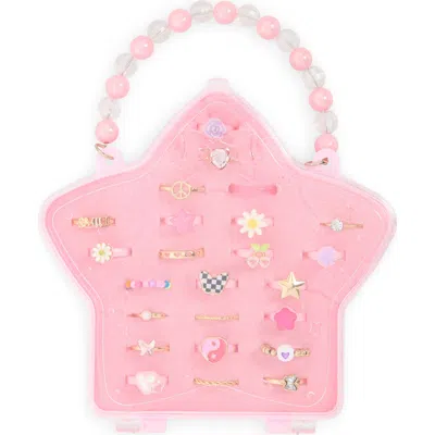 Capelli New York Kids'  Star Case 24-piece Ring Set In Pink