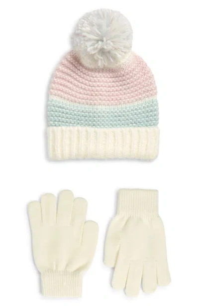 Capelli New York Kids'  Three Tone Stripe Beanie & Gloves In Multi