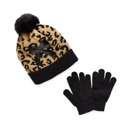 Capelli Of N.y. Little & Big Kid Girls 2-pc. Cheetah Cold Weather Set In Black