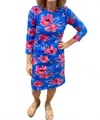 Capelton Road Bateau Floral Mini Dress In Bold Blossoms In Blue
