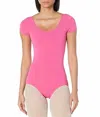 Capezio Adult Short Sleeve Leotard In Candy Pink In Multi