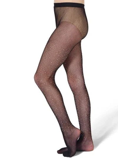 Capezio Kids'  All-over Rhinestone Fishnet Tight In Black
