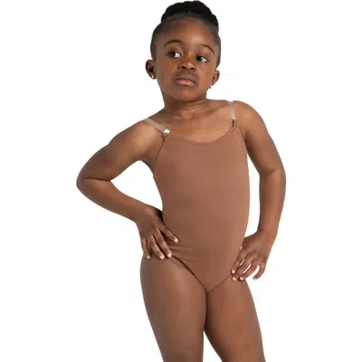 Capezio Kids'  Camisole Leotard W/ Clear Transition Straps In Brown