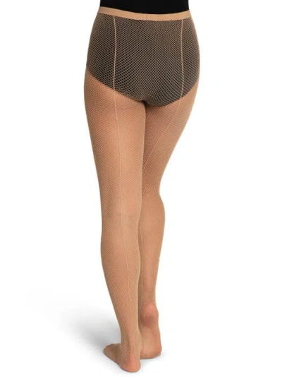 Capezio Classic Fishnet Tight With Seams In Brown