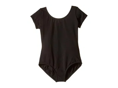 Capezio Classic Short Sleeve Leotard (toddler/little Kids/big Kids) Girl's Jumpsuit & Rompers One Piece Blac In Black