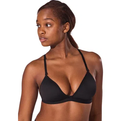 Capezio Deep Neck Clear Back Bra In Black