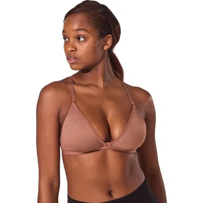 Capezio Deep Neck Clear Back Bra In Brown
