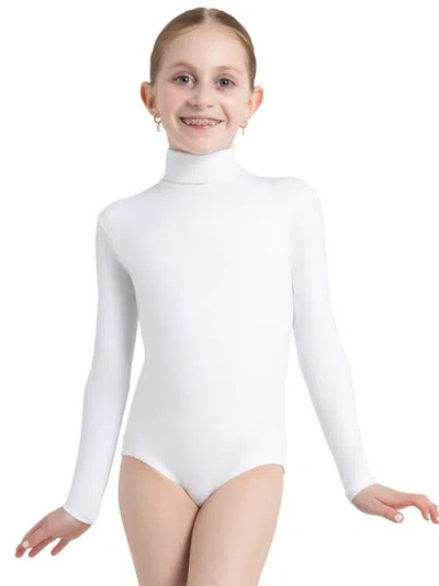 Capezio Kids'  Long Sleeve Turtleneck Leotard W/ Snaps In White