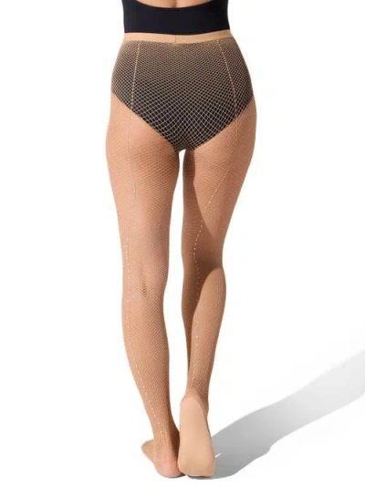 Capezio Kids'  Professional Rhinestone Fishnet Tight In Brown