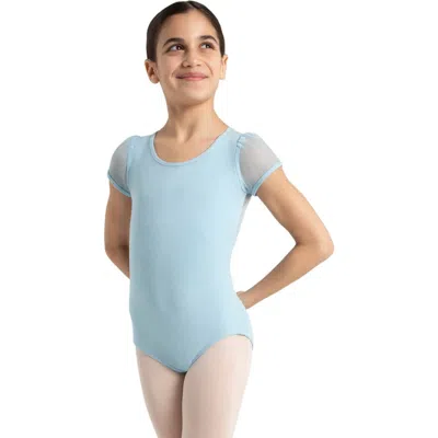 Capezio Kids'  Puff Sleeve Keyhole Back Leotard In Blue