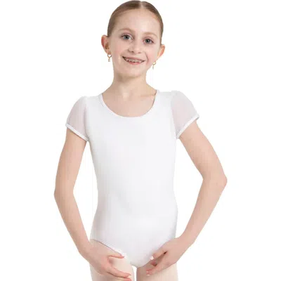 Capezio Kids'  Puff Sleeve Keyhole Back Leotard In White