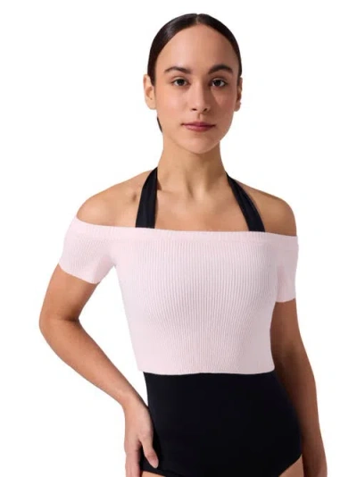 Capezio Ribbed Knit Cropped Sweater In White