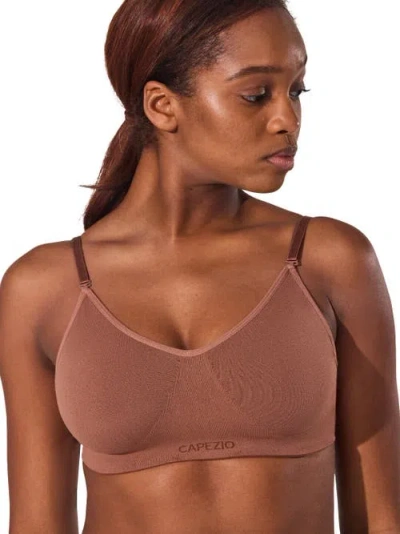 Capezio Seamless Clear Back Bra In Brown