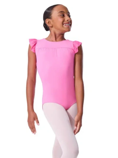 Capezio Kids'  Sheer Ruffles Leotard In Pink