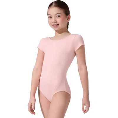 Capezio Kids'  Team Basics Short Sleeve Leotard In Pink