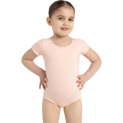 Capezio Kids'  Team Basics Short Sleeve Leotard In Pink
