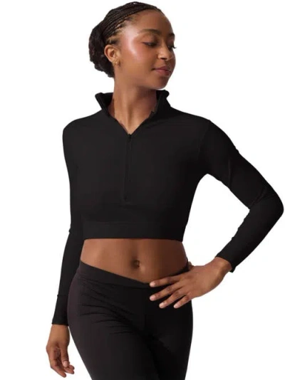 Capezio Turtleneck Long Sleeve Top In Black