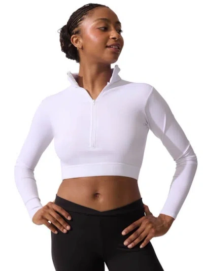 Capezio Turtleneck Long Sleeve Top In White