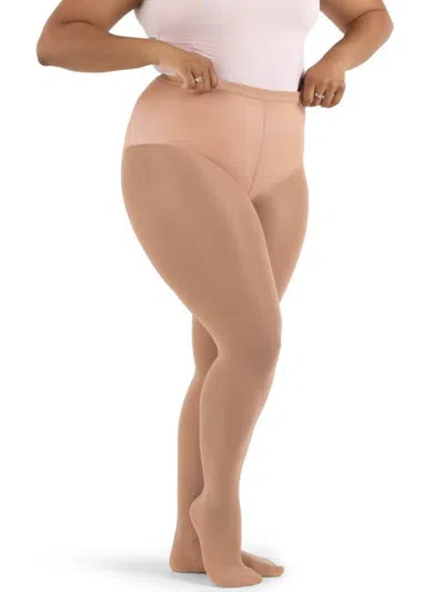 Capezio Ultra Hold Plus Size Footed Tight In Light Beige