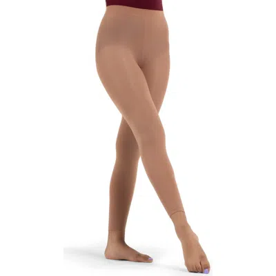 Capezio Ultra Soft Footless Tight W Self Knit Waistband In Beige/khaki