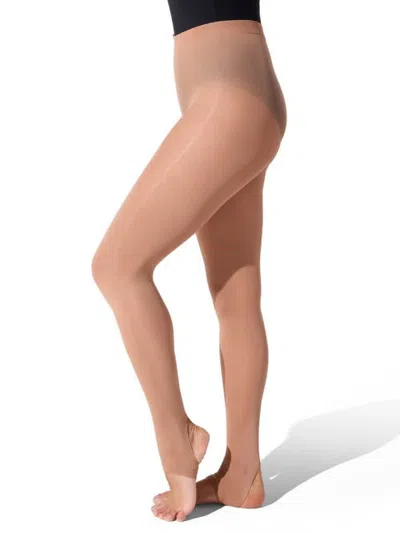 Capezio Ultra Soft Self Knit Waistband Stirrup Tight In Light Beige